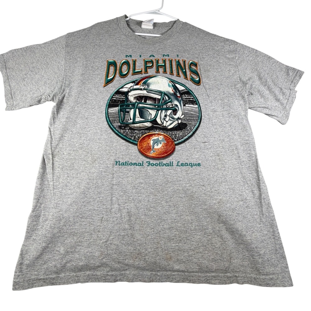 Vintage NFL Miami Dolphins T-Shirt Gray Heather Short Sleeve Mens Large